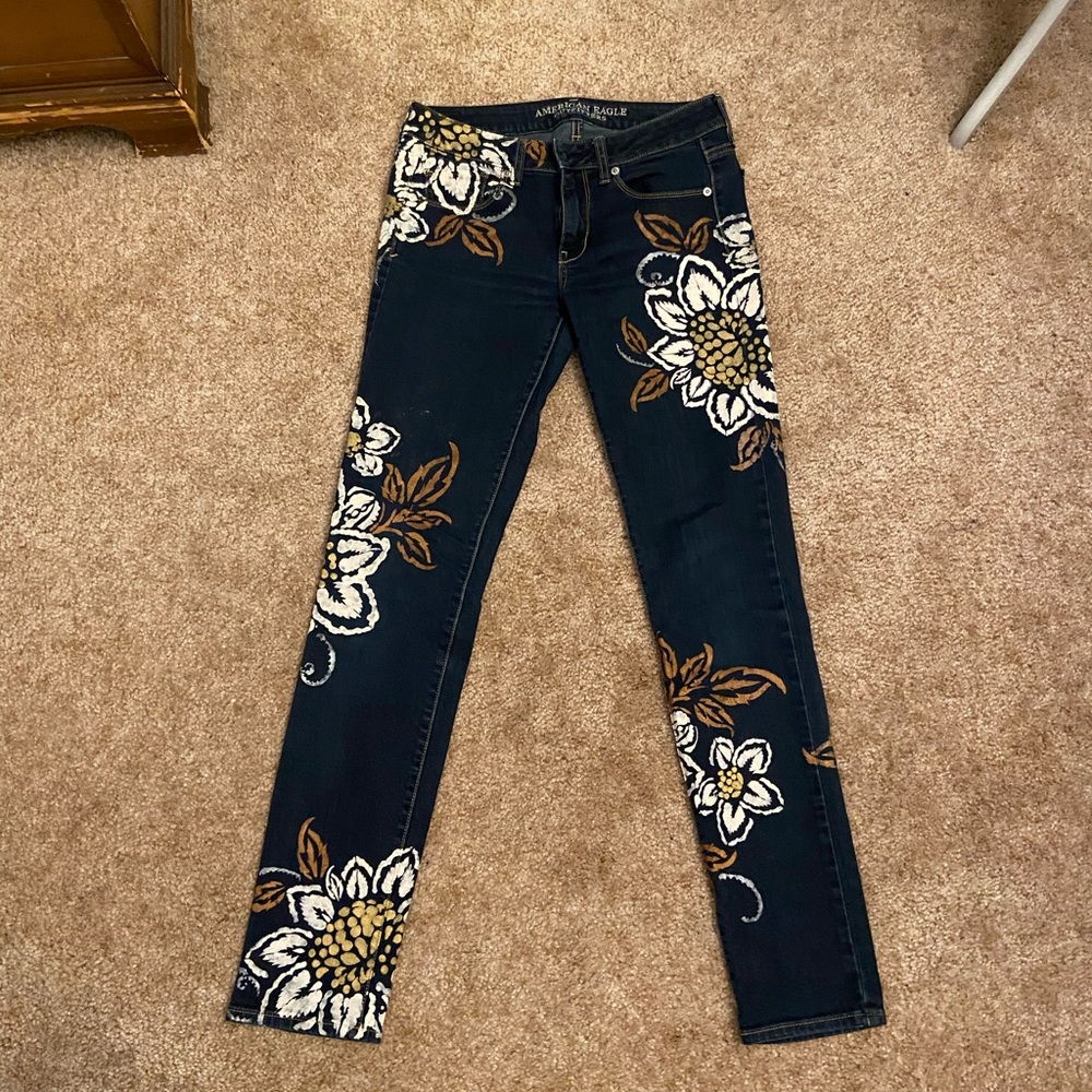 One-Of-A-Kind Hand-Painted American Eagle Jeans